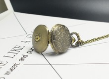 Vintage bronze antique shield pendant clock Necklace pocket watches children Gift watch 2024 - buy cheap