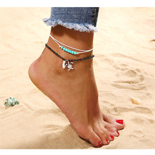 Corda, formato de tartaruga, verão, praia, corte, contas boêmias, tornozeleiras para mulheres, pulseira de tornozelo, sandália feminina, corrente de perna, joias de pé 2024 - compre barato