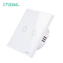 CHSAVL Wall Touch Switch 2 Gang 1 Way EU Standard Switch  AC 110-220V Light Screen Touch Switch ,Tempered Glass Crystal Panel 2024 - buy cheap