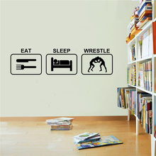 Eat-Sleep-Wrestling-Наклейки на стены-игра-Наклейки на стены-детская комната-домашний декор, художественные наклейки, мультяшный съемный стикер на стену J185 2024 - купить недорого