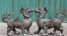 wholesale factory 18"Chinese Bronze Copper Dragon Phoenix Fly Unicorn Lion PiXiu Beast Statue Pair 25% off 2024 - buy cheap