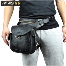 Leather Men Design Casual 8" Tablet Messenger Shoulder Bag Multifunction Fashion Travel Waist Belt Pack Leg Bag Male 9938b 2024 - buy cheap