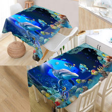 Custom Sea Dolphin 3D Tablecloth Waterproof Oxford Fabric Square/Rectangular Tablecloth For Wedding Table Cloth TV Covers 2024 - buy cheap