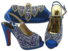 Royal Blue Color Shoe and Bag Set New 2019 Women Shoes and Bag Set African Wedding Sandals Italian Shoes with Matching Bags Set 2024 - buy cheap