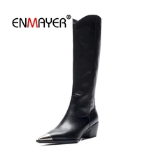 ENMAYER Woman Over The Knee High boots Women Shoes Winter Shoes Thigh high booty Size 34-40 Real Leather Fashion Boots CR1691 2024 - buy cheap