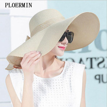 Elegant Style Summer Large Brim Straw Hat Adult Women Girls Fashion Sun Hat uv Protect Big Bow Summer Beach Hat 2024 - buy cheap