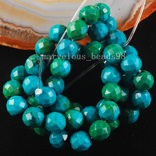 Free Shipping Beautiful Jewelry  6mm Green Faceted Azurite Round  Women Men Spacers Loose Beads 15.5"  PG6539 2024 - buy cheap