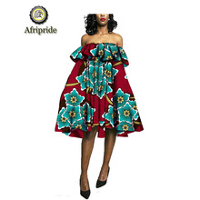 2019 African design sexy mini dresses for women ankara fabric strapless Appliques pure cotton dashiki print AFRIPRIDE S1925040 2024 - buy cheap