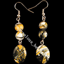Free shipping NEW Fashion 6~13x18mm Yellow Howlite  Beads Earrings Pair  MC1896 2024 - buy cheap