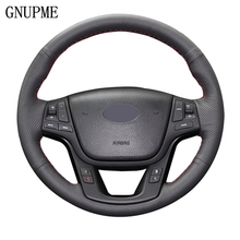 GNUPME Black DIY Hand-stitched Steering Wheel Cover Soft Artificial Leather Car Steering Wheel Cover for Kia Sorento 2009-2013 2024 - buy cheap