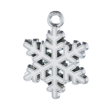DoreenBeads Charm Pendants Christmas Snowflake Silver Color White Enamel 26mm(1") x 20mm( 6/8"), 10 PCs new 2024 - buy cheap