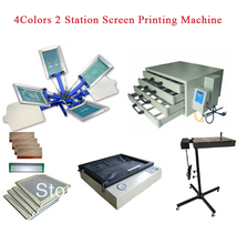 4 Color 2 Station Screen Printing Kit Flash Dryer Vacuum UV Exposure Squeegee 2024 - buy cheap