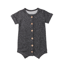 Kawgeett-macacão de botão cinza verão, bebê, menino, menina, algodão, casual, roupas de verão 2024 - compre barato