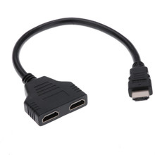 100 шт. HDMI 1 в 2 Выход штекер-Двойной HDMI 2 гнездо Y-Сплиттер переключатель преобразователь кабель адаптер светодиодный LCD TV 2024 - купить недорого