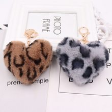 New Leopard Bowknot Keychain Fur Pom Pom Key Chain Faux Rabbit Hair Bulb Bag Car Ornaments Fur Ball Pendant Best Gifts 2024 - buy cheap