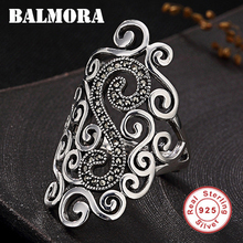 BALMORA 100% Real 925 Sterling Silver Note Hollow Mosaic Stone Resizable Rings For Women Fashion Retro Jewelry Anillos JWR3007 2024 - buy cheap