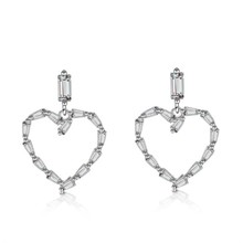 New Creative Fashion Long Temperament Exquisite Silver Plated Jewelry Heart Shaped Love Crystal Dangle Earrings  XZE212 2024 - buy cheap