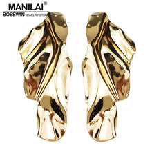 MANILAI Irregular Metal Stud Earrings For Women Fashion Statement Big Earrings Jewelry Gift Golden Silver Color 2020 Accessories 2024 - купить недорого