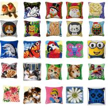 Embroidery Pillowcase Latch Hook Rug Kits Canvas Decorative Knoopkussen Christmas Pillow DIY Flower Embroidery Cushion 2024 - buy cheap