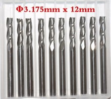 3.175mm * 12mm, 10 piezas, envío gratis 3 Flutes molino final, cortador de fresado CNC, broca para carpintería de carburo sólido, PVC, MDF, Acrílico, Madera 2024 - compra barato