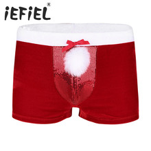 Iefiel-cueca masculina com tecido de veludo, roupa íntima, ideal para festas, natal e feriados 2024 - compre barato