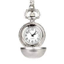 Retro Silver Color Round Ball Quartz Fob Pocket Watch with Sweater Necklace Chain Gifts  TT@88 2024 - buy cheap