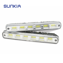 2Pcs/Set SUNKIA External Light 100% Waterproof COB DRL Daytime Running Lights Fog Driving Day Lamp with On/Off  Day Light 2024 - buy cheap