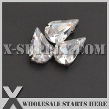 8x13mm Mounted Tear Drop #2 Clear Acrylic Rhinestone Gems in Silver Nickel Sew on Setting for Shoe,Garment 2024 - buy cheap