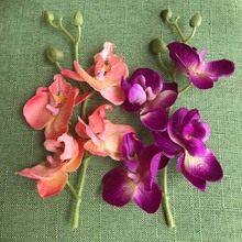 4 Цветочные головки на стебле длиной: 18 см/орхидеи, 10 шт. Орхидея из искусственного шелка Цветы для украшения букетов своими руками, дома 2024 - купить недорого