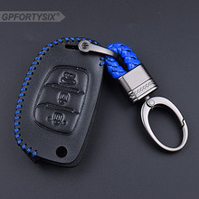 Leather Car Key Fob Cover Case Set Keychain For Hyundai Tucson Creta ix25 i10 i20 i30 Verna Mistra Elantra 2015 2016 2017 2018 2024 - buy cheap