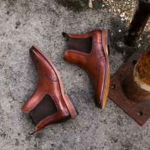Винтажные ботинки «Челси» в британском стиле; мужские полуботинки Martin ручной работы из натуральной кожи с высоким берцем 2024 - купить недорого