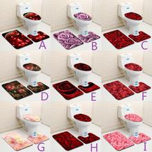 3PCS Valentine's Day Pattern Non Slip Toilet Seat Cover Rug Bathroom Set Decor july25 2024 - buy cheap