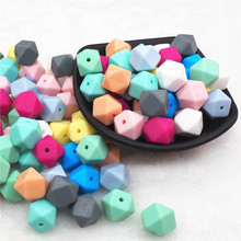 Chengkai 100 piezas 14mm silicona hexagonal mordedor cuentas DIY bebé sonajero chupete Dummy sensorial de juguete de Haciendo cuentas 2024 - compra barato