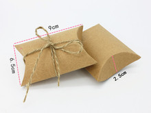 50pcs New Style Kraft Pillow Shape Wedding Favors and Gifts Boxes Candy Box With hemp Party Decoration 2024 - buy cheap