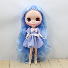 Бесплатная доставка Стоимость синий волос телесного цвета blyth кукла, подходит для DIY милые куклы