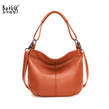 Briggy-Bolso de mano de piel auténtica para mujer, bandolera de hombro, elegante, suave, a la moda 2024 - compra barato