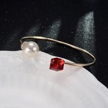 Kpop pulseira de punho de cristal, elegante, coreana, para mulheres, atacado, bijuterias, bracelete, braço 2024 - compre barato
