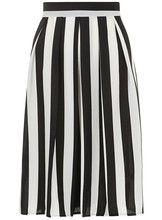 Customize Summer Style Womens Fashion Casual Plus Size 3XS-9XL Black White Stripe skirt Midi Pleated Long Chiffon Skirts Saias 2024 - buy cheap