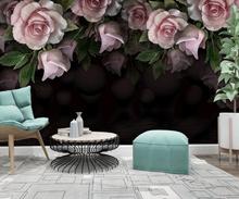 Customized large-scale 3D mural wallpaper Nordic vintage hand-painted flower TV background wall 2024 - buy cheap