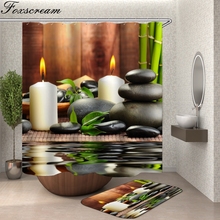 Jardin Zen-cortina de ducha con ganchos de tela 3d, cortinas de ducha para baño, color verde, impermeables 2024 - compra barato