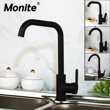 Monite-grifo mezclador para lavabo de cocina giratorio, pintura negra, color negro 2024 - compra barato