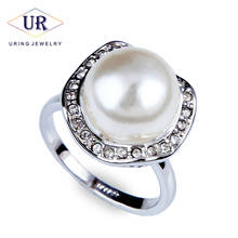 Одежда высшего качества r147 элегантный кристалл имитация жемчуг кольцо серебро Цвет Австрийские кристаллы Полные размеры Оптовая 2024 - купить недорого