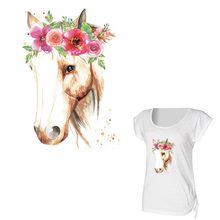 Parche de caballo de flores para mujer, adhesivo con apliques de nuevo diseño para ropa, parches de animales bonitos, accesorio para camiseta, Y-160 2024 - compra barato