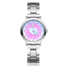 Relógios femininos com pulseira de aço, relógio de desenho animado amor para crianças, relógio esportivo de quartzo, presente para meninas 2024 - compre barato