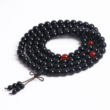 Pulseira de obsidiana preta, bracelete para mulheres, 108 contas elásticas, 6mm, contas de mediação budista para moda mala 2024 - compre barato