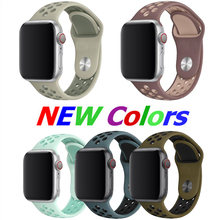 40 мм 44 мм серия 5 4 двухцветный силиконовый спортивный ремешок для Apple Watch 38 мм 42 мм серия браслетов 3 и 2 и 1 для iwatch 2024 - купить недорого