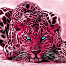 5d diy Алмазная картина розовый Леопардовый набор полный квадрат/Круглый 3D Алмазная вышивка Бриллиантовая мозаика с животным декором 2024 - купить недорого