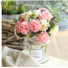 YO CHO Artificial Flowers Real Touch Fake Flower Pompom Hydrangea Bouquet For Wedding Garden Decor Interior Design Silk Flowers 2024 - buy cheap