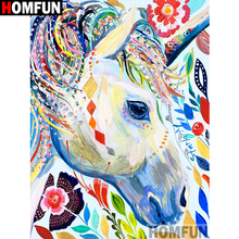 HOMFUN-pintura de diamante redondo/cuadrado completa, cuadro artesanal 5D, punto de cruz bordado de "Caballo de colores", decoración 3D para el hogar A10601 2024 - compra barato