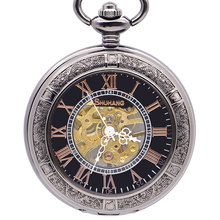 Модные Механические карманные часы с уникальным римским циферблатом, мужские часы с цепочкой FOB для мужчин и женщин PJX1388 2024 - купить недорого